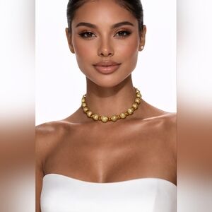 Gold Beaded Choker Necklace